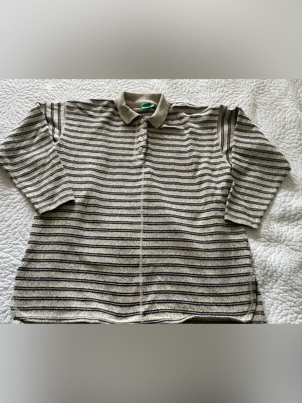 VIntage COEN Striped Polo Sweater - Black & Cream 23”‘Ptp